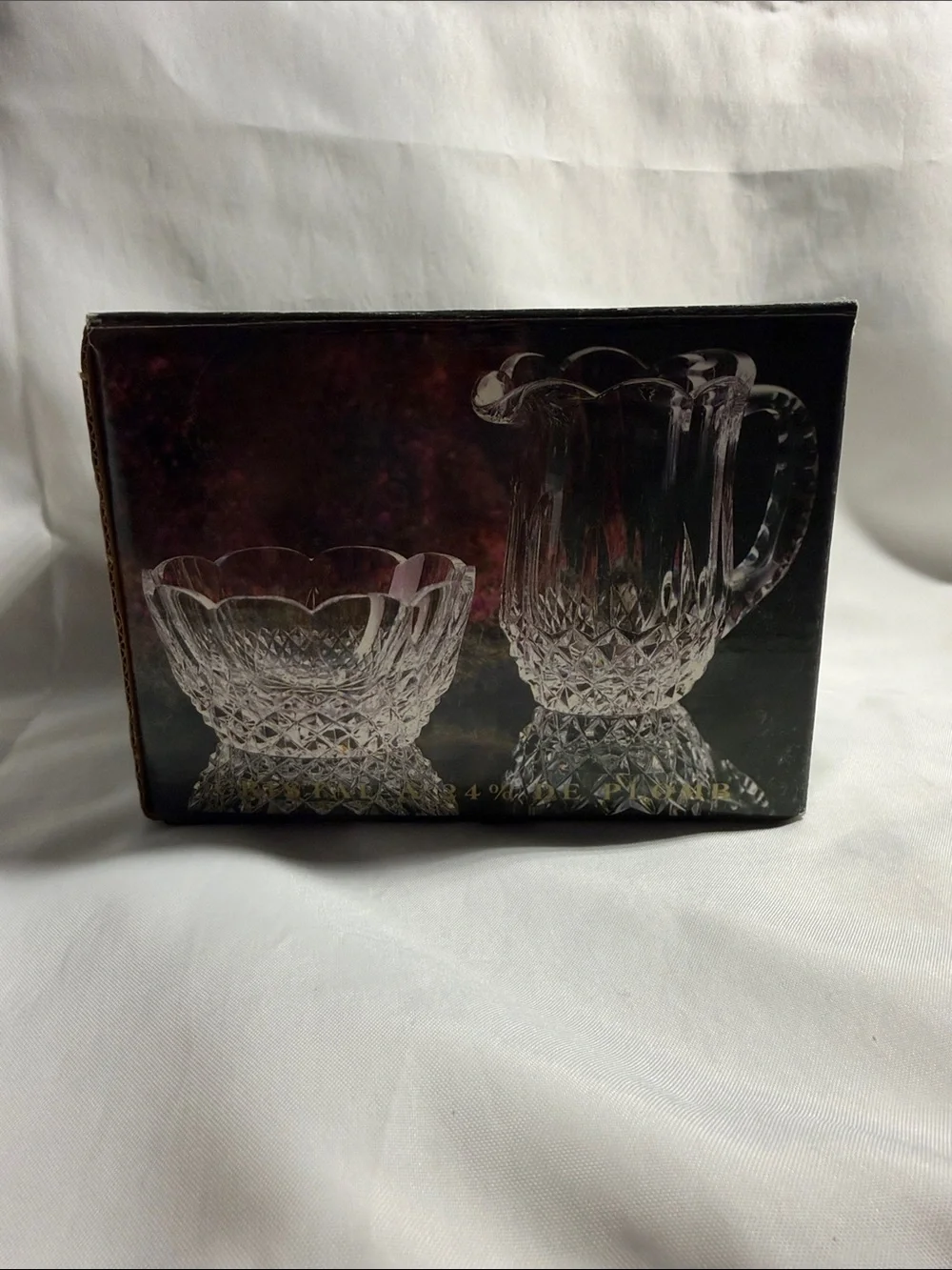 Vintage Blarney 24% Lead Crystal Creamer & Sugar Bowl Set with Original Box.